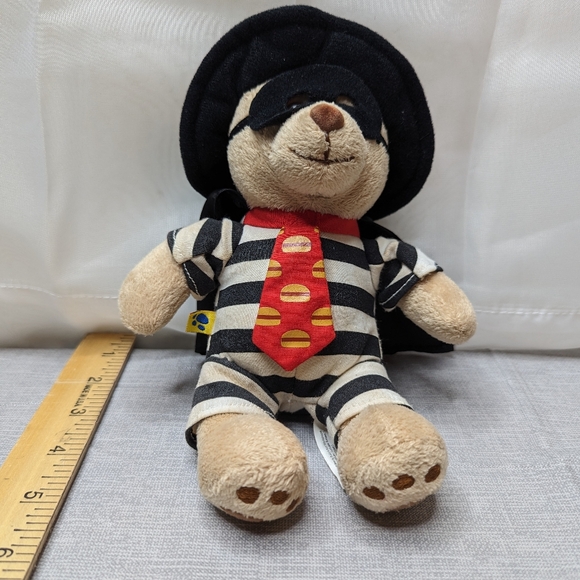 2005 Build A Bear McDonalds Hamburglar Striped Outfit Red Tie Hat Plush Toy 8" - Picture 9 of 11